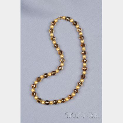 14kt Gold Bead and Citrine Necklace
