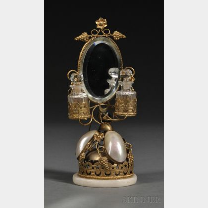 French Mother-of-pearl and Ormolu Scent Stand with Mirror and Bell