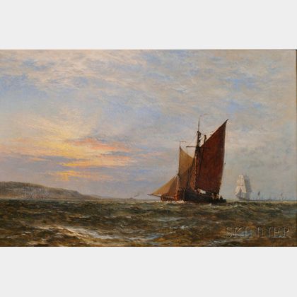 Henry-Thomas Dawson (British, fl. 1860-1896) Coastal Shipping at Sunset