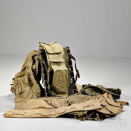 Group of WWI and WWII Haversacks, Packs, and Bags