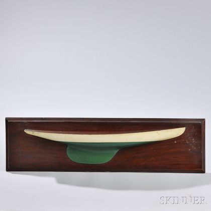 Carved Green and White-painted Half-hull Model