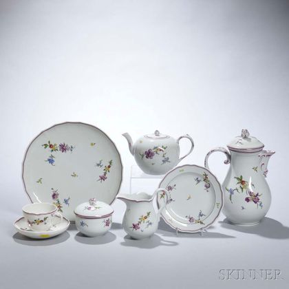 Meissen Floral-decorated Porcelain Tea Service