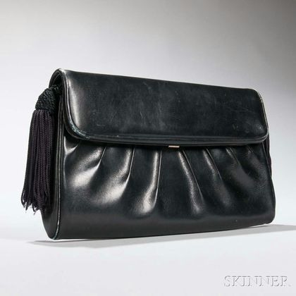 Judith Leiber Black Leather Clutch