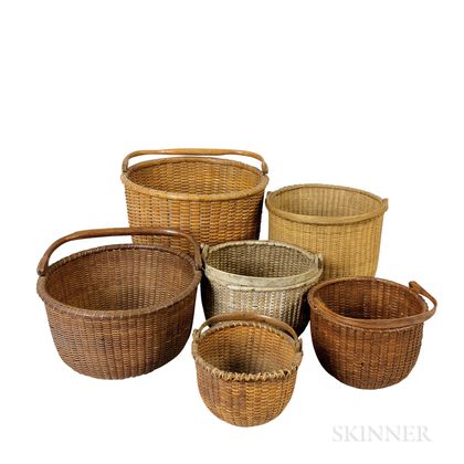 Six Swing-handled Baskets