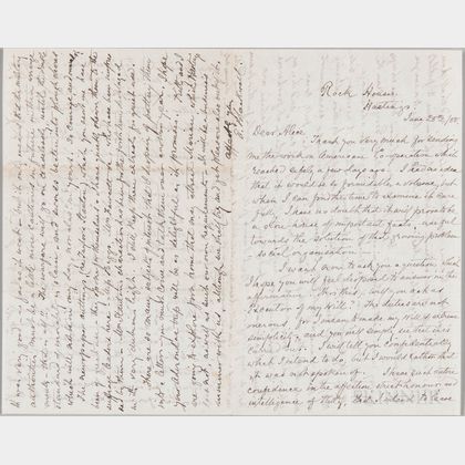 Blackwell, Elizabeth (1821-1910) Autograph Letter Signed, Rock House, Hastings, 28 June 1888.