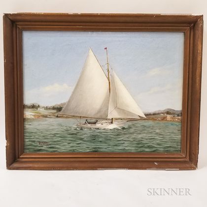William Bunker (American, 19th/20th Century) Sloop Under Sail