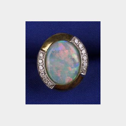 14kt Gold, Opal and Diamond Ring