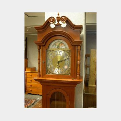 Mason & Hamlin Georgian-style Cherry Tall Case Clock. 