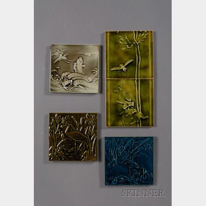 Five Decorated Tiles: Various Makers