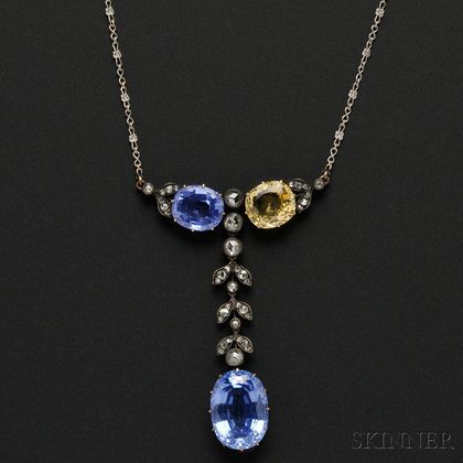 Antique Sapphire and Diamond Lavaliere