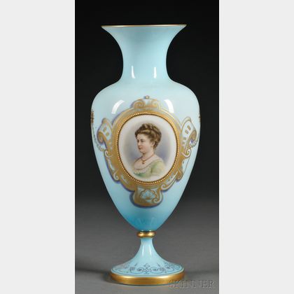 Enamel Decorated Bristol Glass Vase