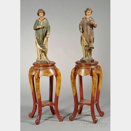 Pair of Italian Painted and Gesso Figures