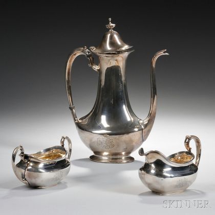 Three-piece Frank M. Whiting Sterling Silver Tea Service