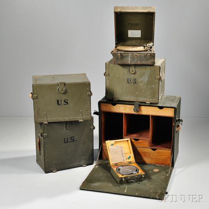 Four U.S. Field Desks, Sun Compass, and a Phonograph