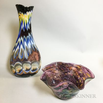 Italian Art Glass Bowl and Vase