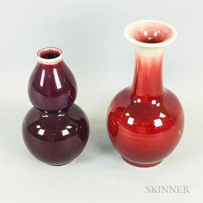 Two Jingdezhen Flambe-glazed Vases