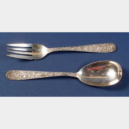 Two S. Kirk & Son Co. Sterling "Repousse" Flatware Servers