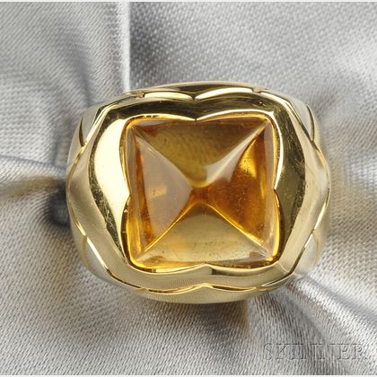 18kt Gold and Citrine "Pyramid" Ring, Bulgari