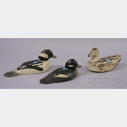 Three Small Painted Wooden Duck Decoys