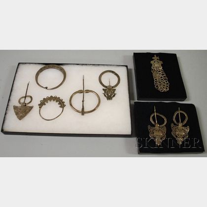 Eight North African Berber Silver Jewelry Items. 