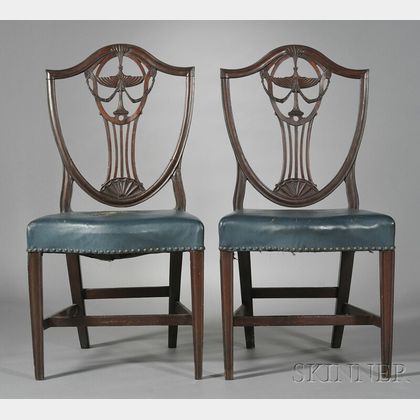 Pair of Federal Carved Mahogany Side Chairs