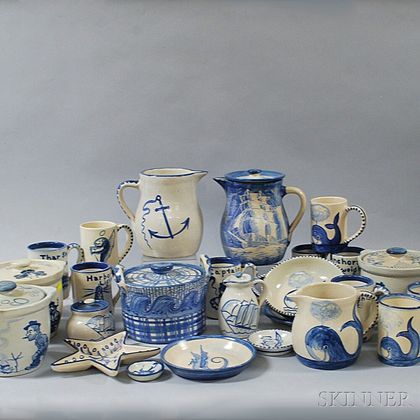 Twenty-five Pieces of Nautical-themed Dorchester Pottery