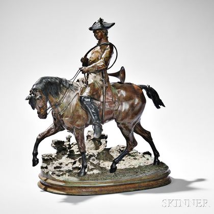 After Pierre-Jules Mêne (French, 1810-1879) Bronze Figure of a Huntsman on Horseback