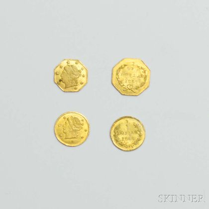 Four California Fractional Gold Coins