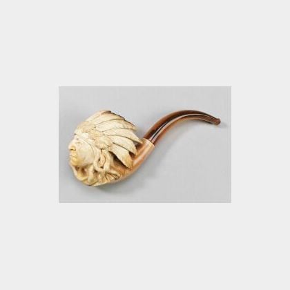 Meerschaum Pipe Carved with the Bust of a Native American Chief