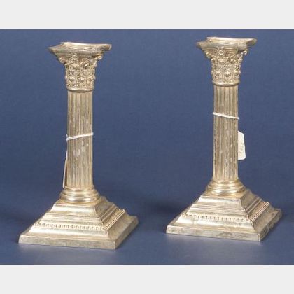 Pair of Gorham Georgian-style Weighted Sterling Candlesticks