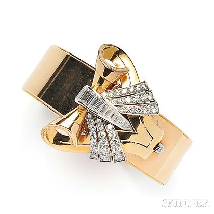 18kt Gold, Platinum, and Diamond Bracelet/Dress Clip, Tiffany & Co.