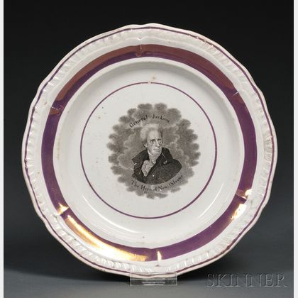 Transfer-decorated Staffordshire Pottery Andrew Jackson Plate