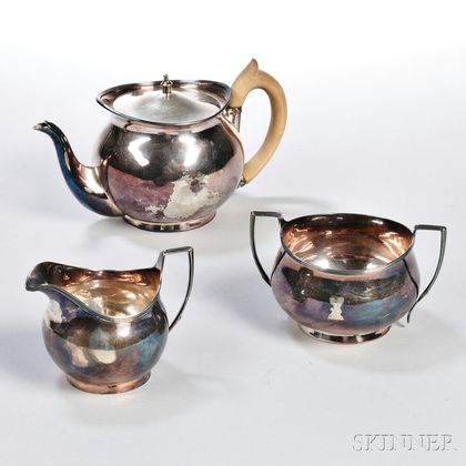 Assembled Three-piece George III Sterling Silver Tea Service