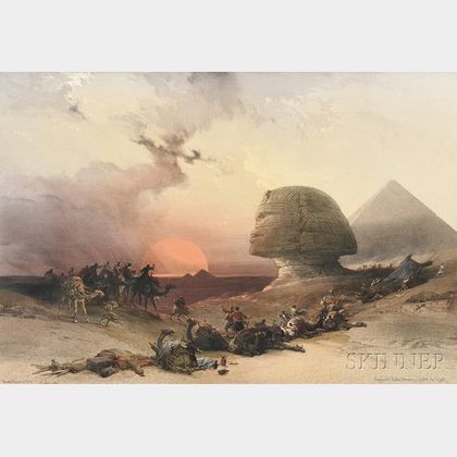 David Roberts (Scottish, 1796-1864),Louis Haghe, lithographer (British, 1806-1885) Approach of the Simoon - Desert of Gizeh