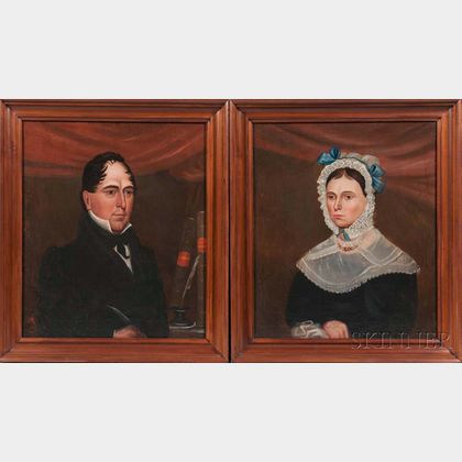 Attributed to E. Wiseman (American, 19th Century) Portraits of a Gentleman and Lady, Reportedly Andrew and Sara Ramseur