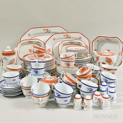 Large Group of Copeland Spode Red and Blue "Gloucester" Ceramic Tableware. Estimate $500-700