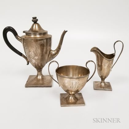 Mathews & Prior Three-piece Sterling Silver Tea Set
