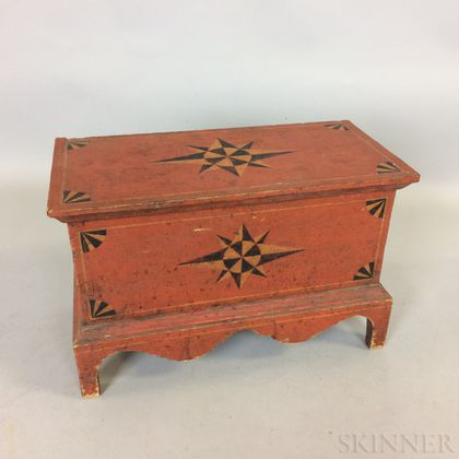 Miniature Country-style Paint-decorated Poplar Blanket Chest