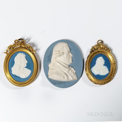 Three Wedgwood & Bentley Jasper Portrait Medallions