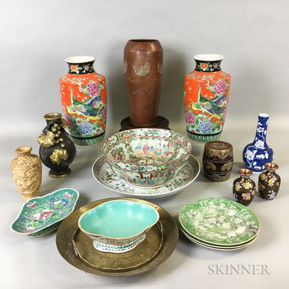 Large Group of Chinese Ceramic, Metal, and Stone Items