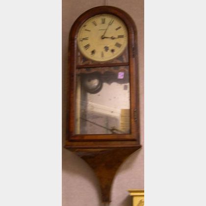 Hanny, Shrewsbury, English Victorian Carved Walnut and a Walnut Veneer Regulator Wall Clock. 