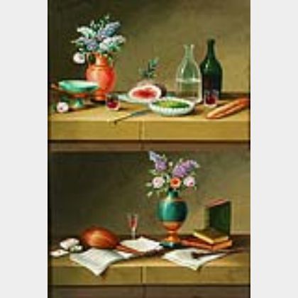 Continental School, 19th Century Lot of Two Still Lifes: The Repast and