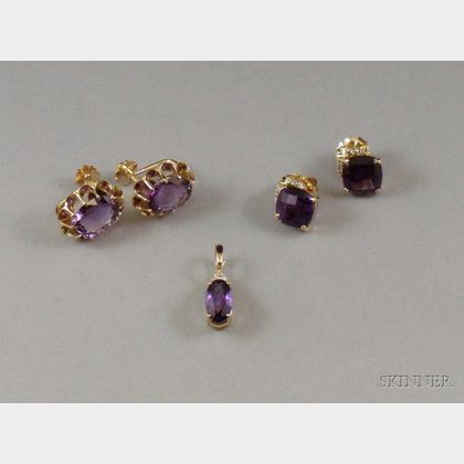 Small Group of Amethyst and Diamond Jewelry
