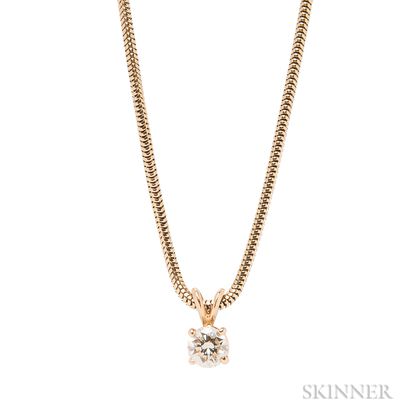 14kt Gold and Diamond Solitaire Pendant