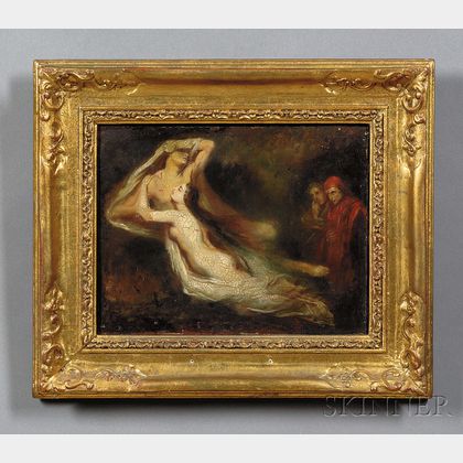Attributed to Ary Scheffer (Dutch/French, 1795-1858),The Spirits of Francesca de Rimini and her lover Appearing to Dante and Virgil i 