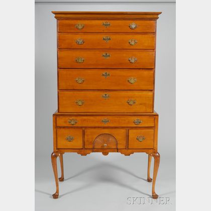 Queen Anne Carved Maple Flat-top Highboy