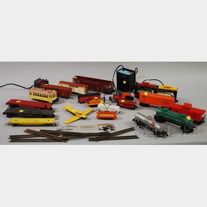 Lionel Work Train and Assorted Plastic and Metal Cars