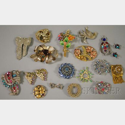Small Group of Vintage Costume Brooches and Clips