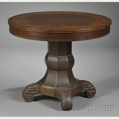 Victorian Circular Marquetry and Parquetry Veneer Library Table