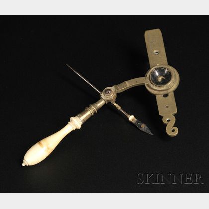 Ivory-handled Brass Compass Microscope